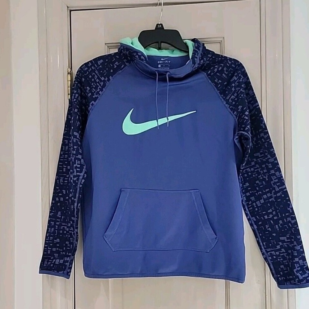 Nike Hoodie Womens Large Purple Center Swoosh Dri Fit Pullover Sweatshirt